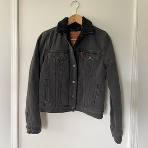 Levi’s Black Sherpa-Lined Trucker Jean Jacket